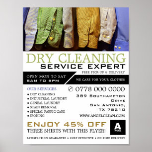 Clean Shirts, Dry Cleaners, Cleaning Advertising Poster