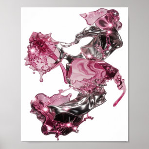 Clean Silver ABSTRACT ART Abstract Design v2 Poster