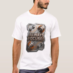 Clean Silver ALWAYS FOCUSED Text Design T-Shirt