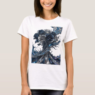 Clean Silver BLUE AND WHITE ROSES Text Design T-Shirt