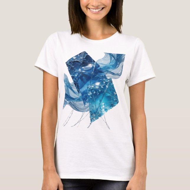 Clean Silver BLUE ICE CRYSTALS Graphic Design T-Shirt (Front)