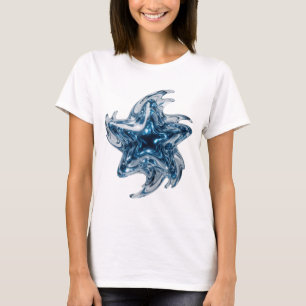 Clean Silver BLUE STAR Slogan Design T-Shirt