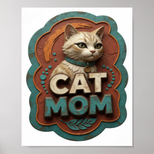 Clean Silver CAT MOM Poster