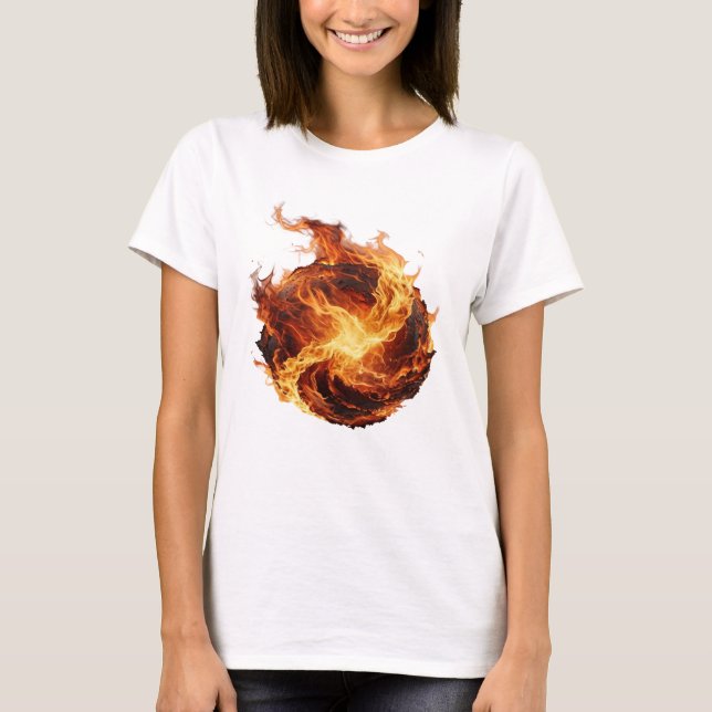 Clean Silver FIRE BALL 3D Text Art T-Shirt (Front)