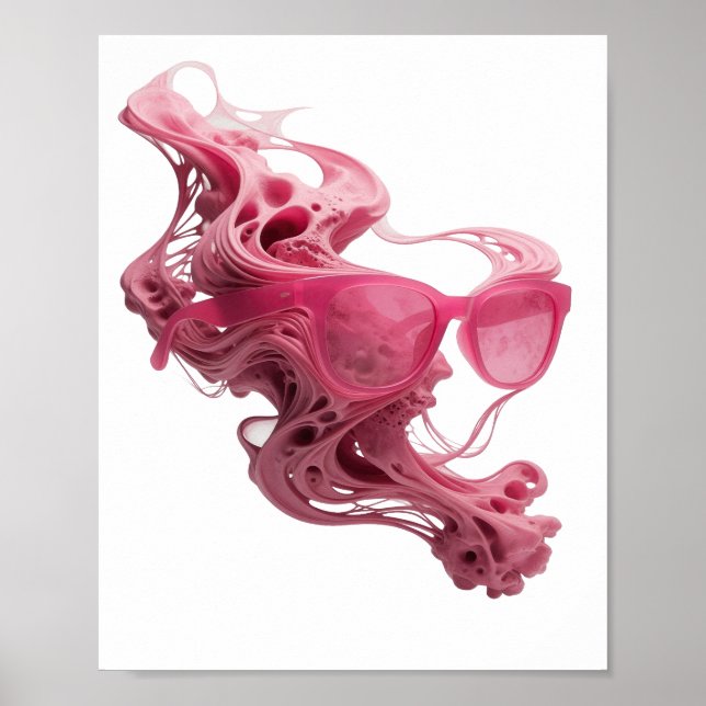 Clean Silver FLOATING GLASSES Graphic Design Poster (Front)