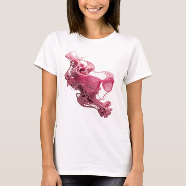 Clean Silver FLOATING GLASSES Graphic Design T-Shirt (Front)