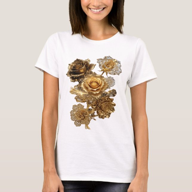 Clean Silver GOLDEN ROSES Statement Tee (Front)