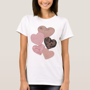 Clean Silver HEARTS Modern Design T-Shirt