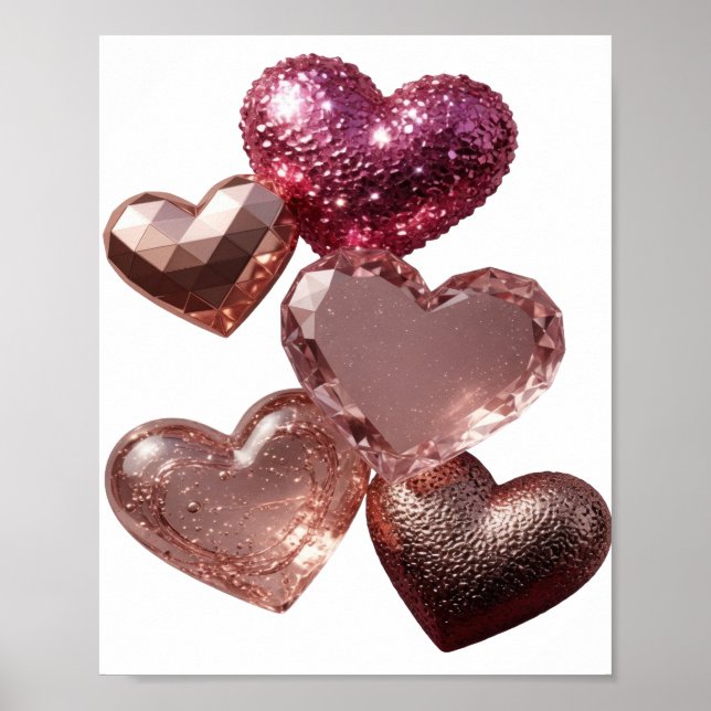 Clean Silver HEARTS OF LOVE Poster (Front)