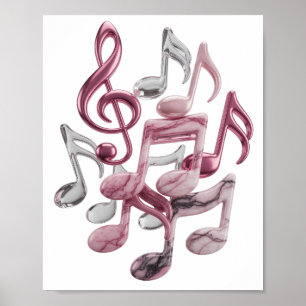 Clean Silver MUSIC IN MOTION Artistic Motif Poster