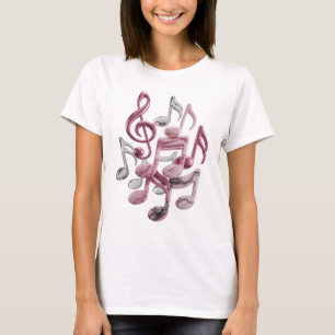 Clean Silver MUSIC IN MOTION Artistic Motif T-Shirt