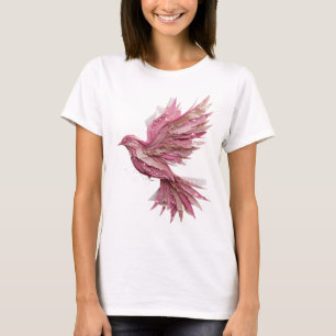 Clean Silver PINK BIRD Slogan Design T-Shirt