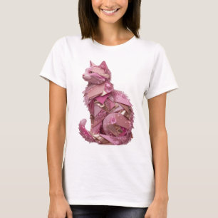 Clean Silver PINK CAT WITH DIAMONDS Custom Design T-Shirt