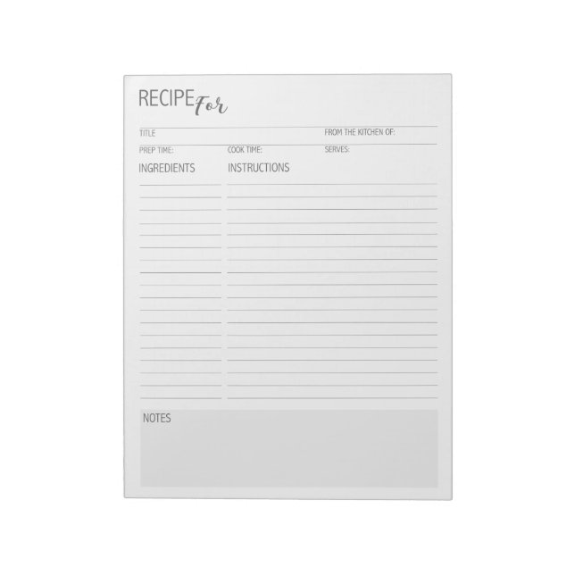 Clean + Simple Detailed Recipe Pages i Notepad (Rotated)