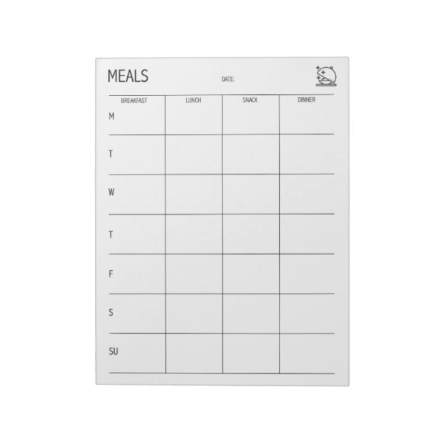 Clean + Simple Meal Planner Notepad (Rotated)