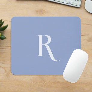 Clean Simple Monogram Initial Typography Blue Mouse Pad