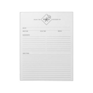 Clean + Simple Monogram Recipe Notepad II