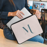 Clean Simple Pink Initial Name Typography Script  Laptop Sleeve<br><div class="desc">The colours used in these designs are often light and muted to give them a soft,  sophisticated look. The monogrammed designs provide a personal touch that is both stylish and unique.</div>