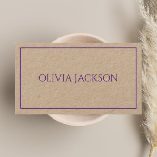 Clean Simple Purple Typography Rustic Craft Business Card
