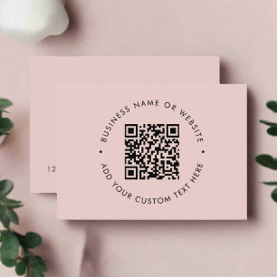 Clean Simple QR Code Promotional Blush Pink Business Card