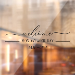 Clean Simple Welcome script day hours