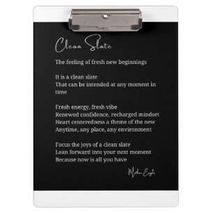 Clean Slate New Beginnings Inspirational Poem Clipboard