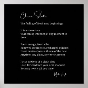 Clean Slate New Beginnings Inspirational Poem Poster