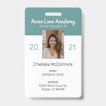 Clean Teal Homeschool Educator ID Badge