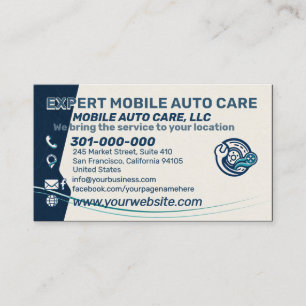 Clean Teal Mobile Mechanic Car AC Custom Logo Business Card