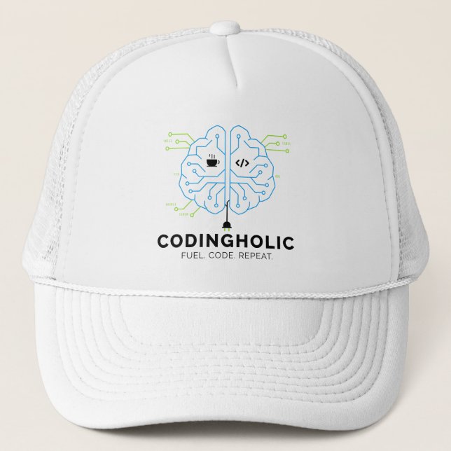 Clean Tech Brain Coding Trucker Design  Hat (Front)