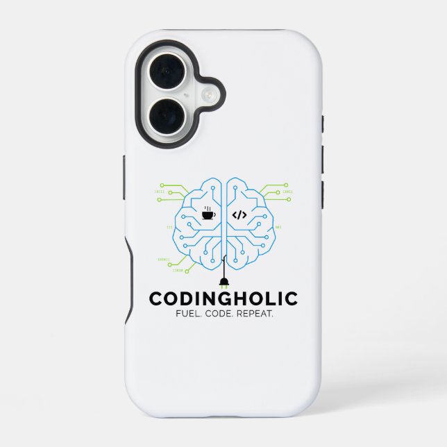 Clean Tech Brain For Programmers & Developers iPhone 16 Case (Back)