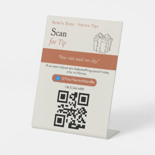 Clean Terracotta Tip Your staff qr code venmo pays Pedestal Sign