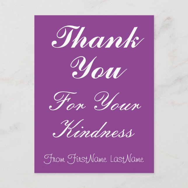 Clean "Thank You For Your Kindness" Postcard (Front)
