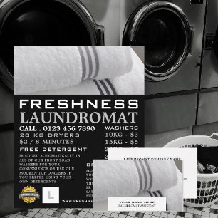 Clean Towels, Laundromat, Cleaning Service Business Card