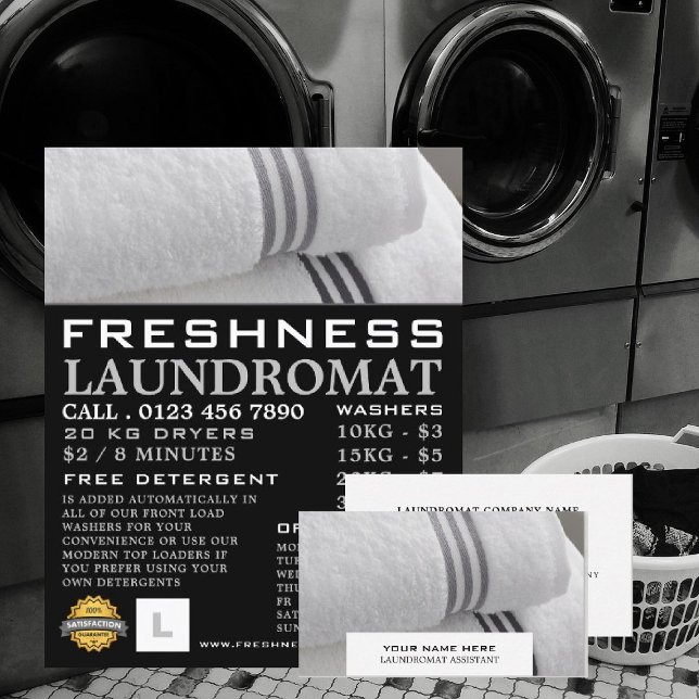Clean Towels, Laundromat, Cleaning Service Business Card (Creator Uploaded)