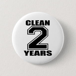 clean two years black 6 cm round badge