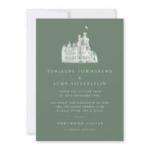 Clean Typography Castle Illustration Green Wedding