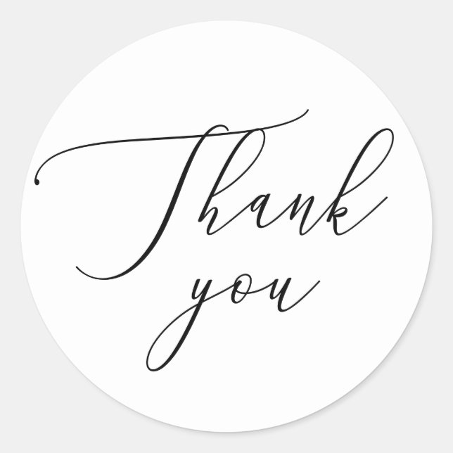 Clean Typography | Minimalist Wedding Thank You Classic Round Sticker (Front)