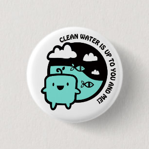 Clean water 3 cm round badge