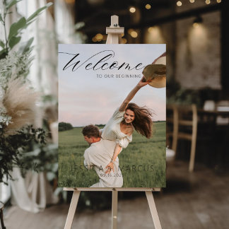 Clean Wedding Welcome Sign Poster with Photo