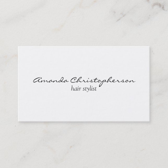 Clean White Hair Stylist Attractive Business Card (Front)