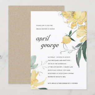 CLEAN YELLOW GREEN FLORAL BRIDAL SHOWER INVITE