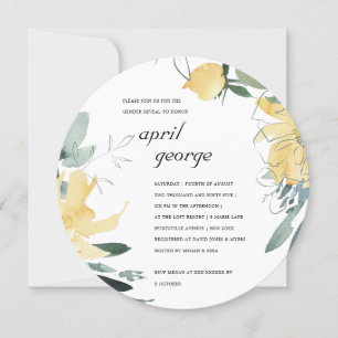 CLEAN YELLOW GREEN FLORAL GENDER REVEAL INVITE