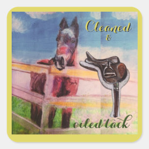 cleaned & oiled tack square sticker