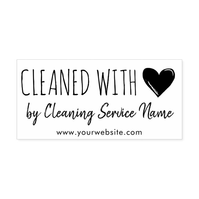 Cleaned with Love Doodled Heart & Name  Rubber Stamp (Imprint)