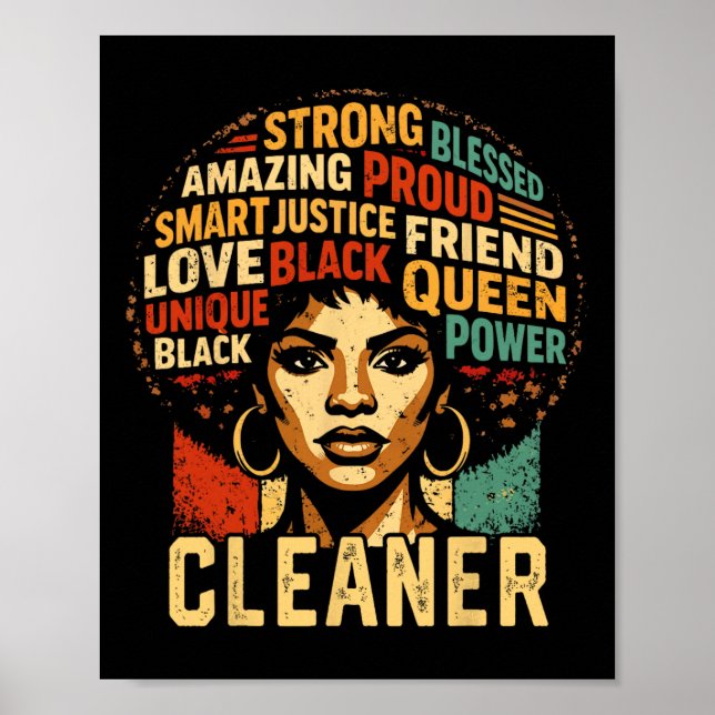 Cleaner Black History Month Powerful Black Pride A Poster (Front)