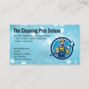 Cleaner Holding Mop Maid Janitor Business Card
