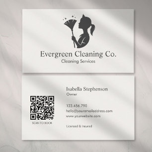 Cleaner House Cleaning Service QR Code Minimal Business Card