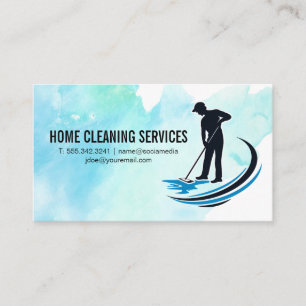 Cleaner Mopping Floor Business Card