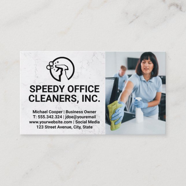 Cleaner Service | Maids Cleaning Office Business Card (Front)